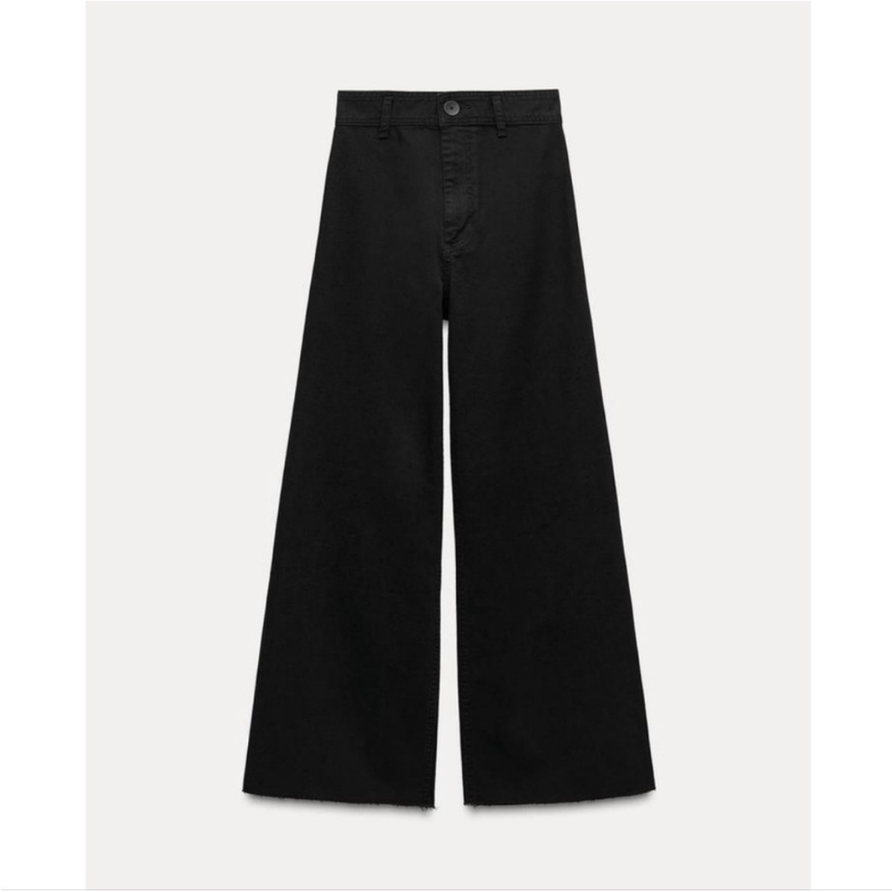Zara HIGH-WAISTED ZW SAILOR STRAIGHT JEANS in black 29